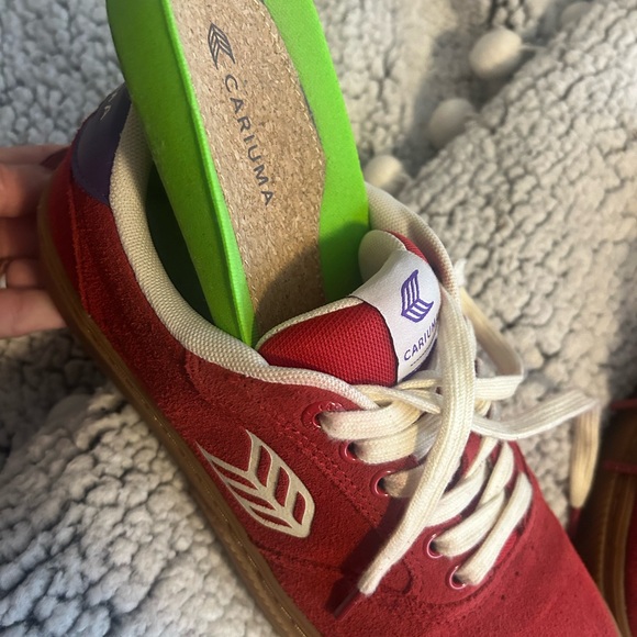 Cariuma Red suede Sneakers with White Accents - Picture 9 of 9